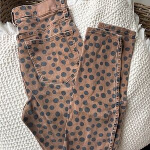 Madewell Rust-Brown Skinny Jeans with Black Polka Dots